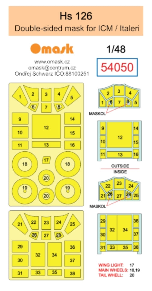 Omask 54050 Hs 126 double-sided mask (for ICM / Italeri) 1/48 – zdjęcie 2