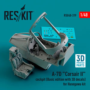 RESKIT RSU48-0319 A-7D &amp;quot;Corsair II&amp;quot; cockpit (Basic edition with 3D decals) for Hasegawa kit (3D Printed) 1/48 – imagen 2