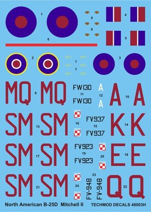 Techmod 48003 - North American B-25D Mitchell II 1/48