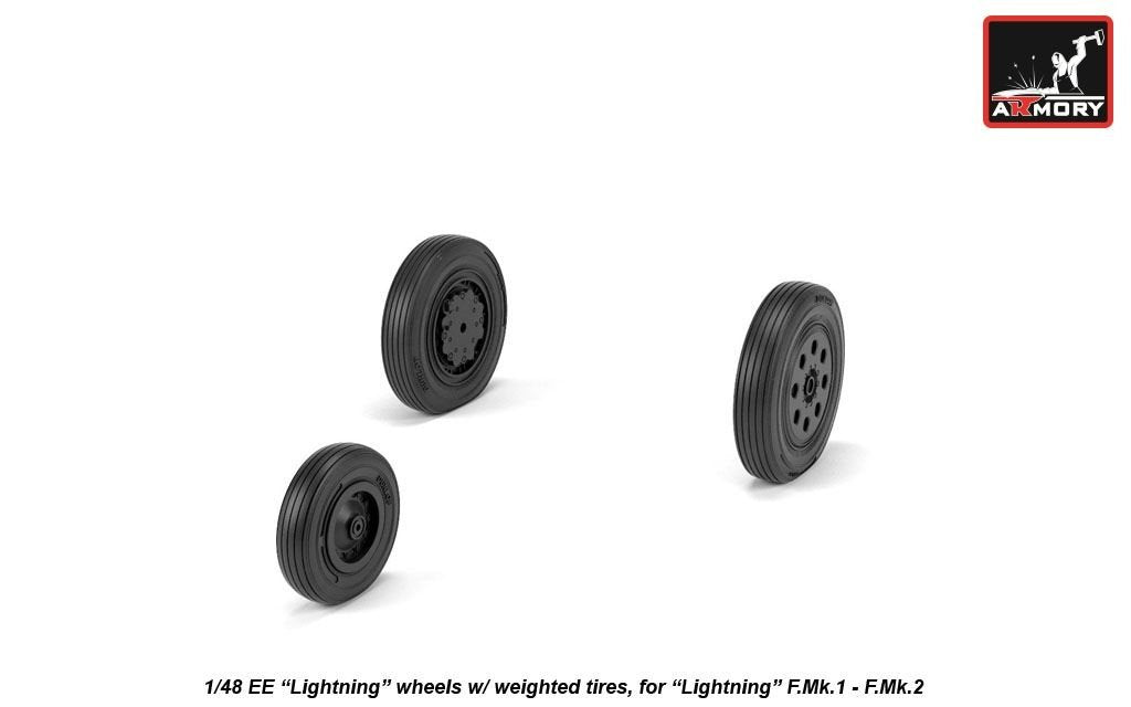 Armory Models AW48407 EE Lightning wheels w/ weighted tires, early 1/48 – imagen 2