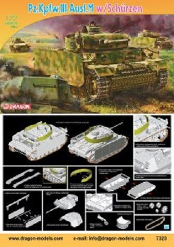 Dragon 7323 Pz.Kpfw.III Ausf.M w/Schurzen 1/72 – imagen 3