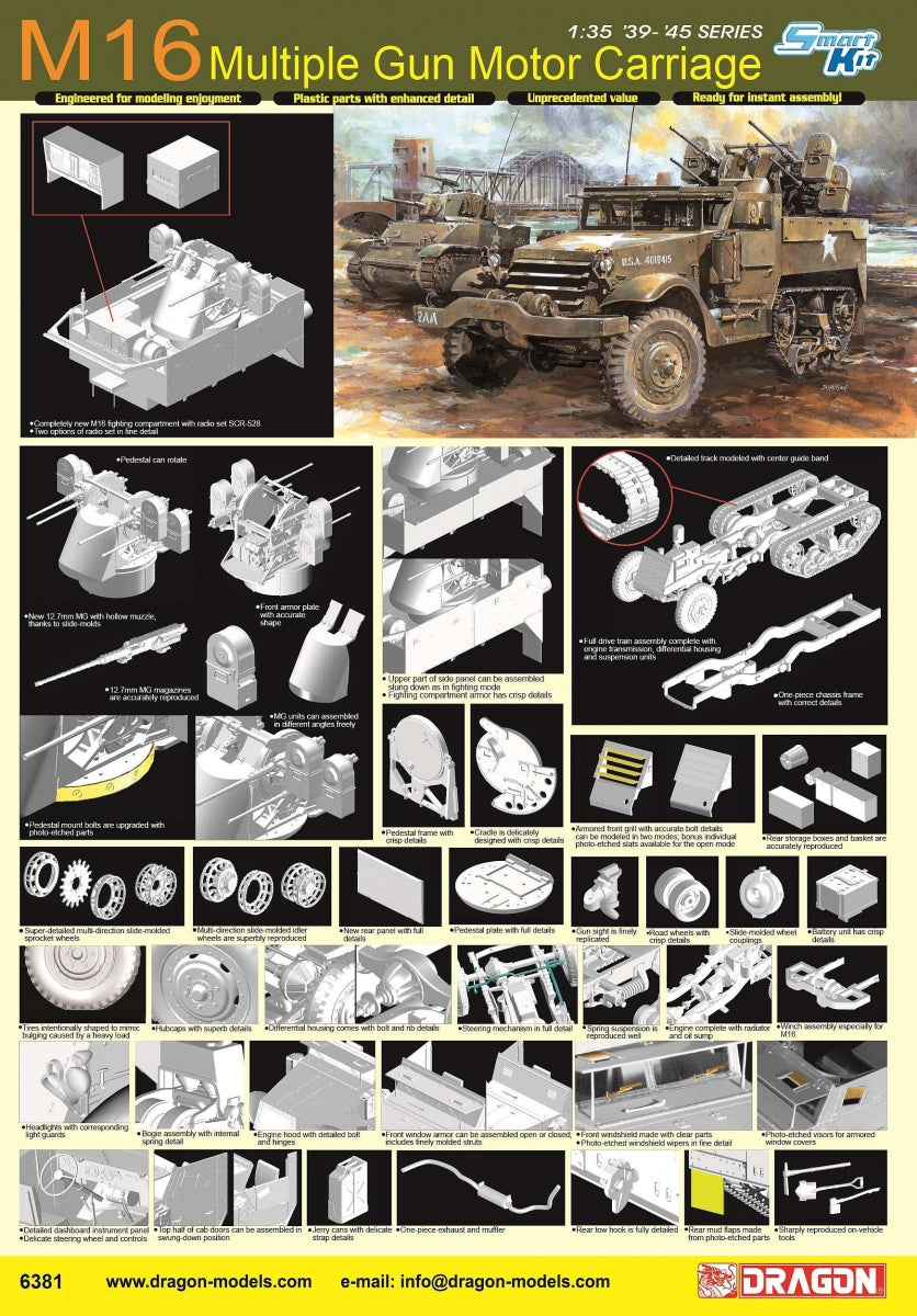 Dragon 6381 M16 Kit intelligent de carénage motorisé à canons multiples (1/35)