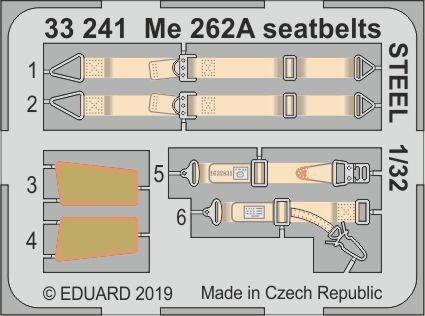 Ceintures de sécurité Eduard 33241 Me 262A en acier, échelle 1/32, Revell