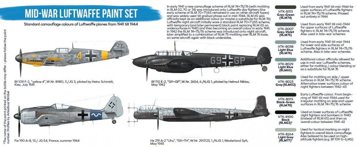 Hataka HTK-BS110 Mid-War Luftwaffe Paint Set (8x17ml) – imagen 3
