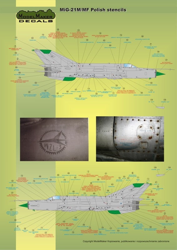 ModelMaker Decals D48020 MiG-21PFM/M/MF/bis/UM Polish stencils 1/48 – zdjęcie 2