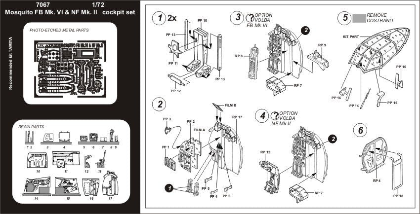 Ensemble de cockpit Aires 7067 MOSQUITO FB Mk.VI / NF Mk.II 1/72 TAMIYA – image 2