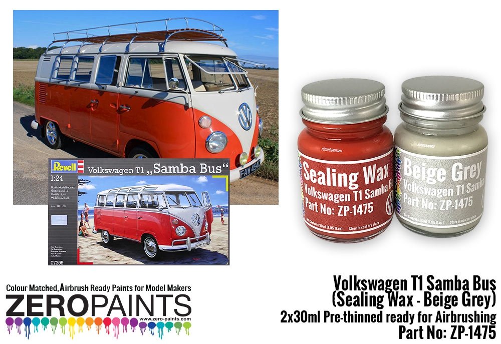 Peinture d'étanchéité Zero Paints ZP-1475-1 pour Volkswagen T1 Samba Bus - Gris 2 x 30 ml
