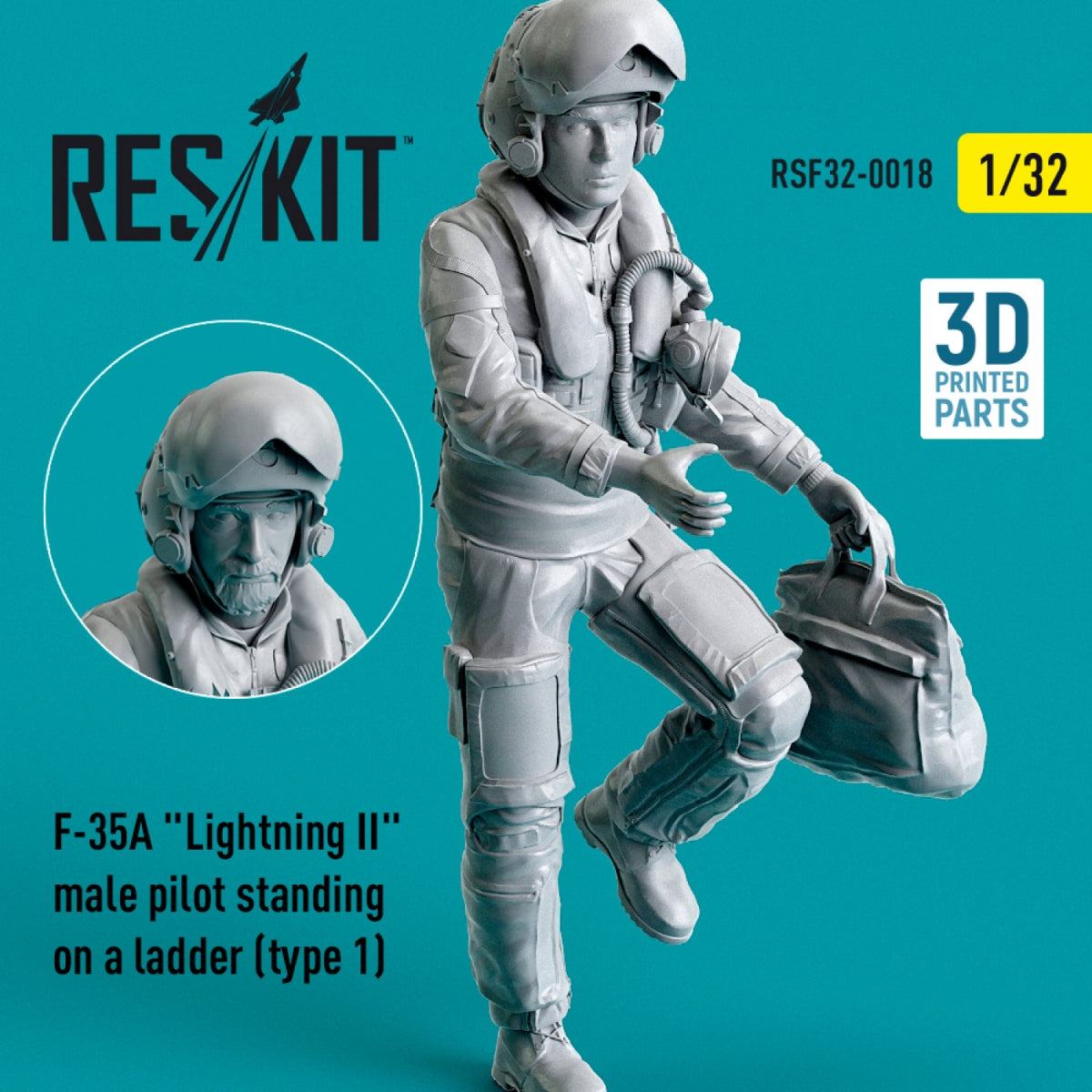 RESKIT RSF32-0018 F-35A LIGHTNING II PILOTE HOMME DEBOUT SUR UNE ÉCHELLE (TYPE 1) (IMPRIMÉ EN 3D) 1/32