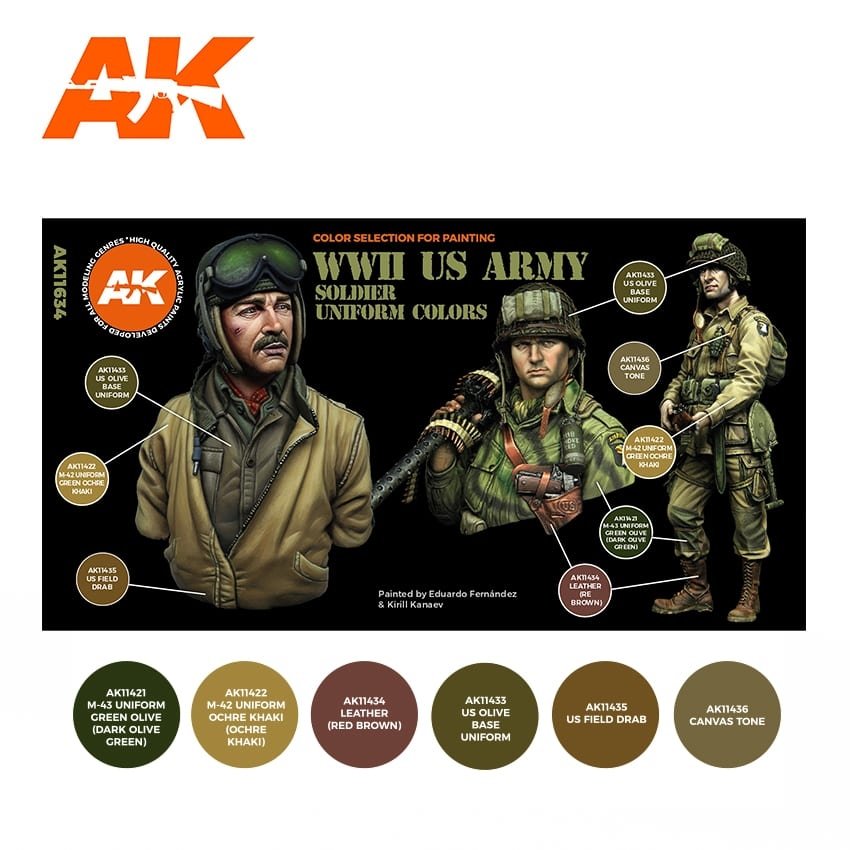 AK Interactive AK11634 WWII US ARMY SOLDIER UNIFORM COLORS – imagen 2