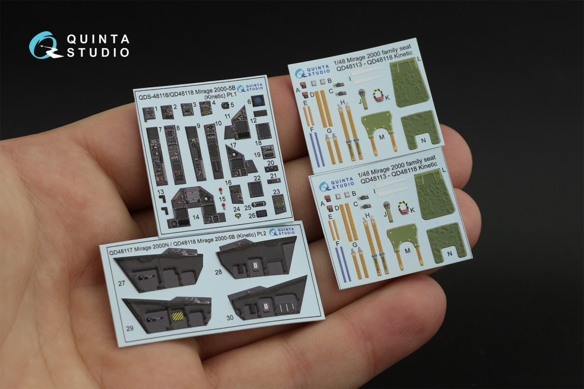 Quinta Studio QD48118 Mirage 2000-5B 3D-Printed &amp;amp; coloured Interior on decal paper (Kinetic) 1/48 – imagen 11