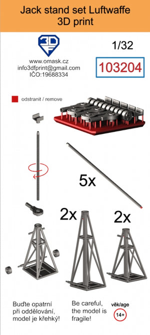 Omask 103204 Jack stand set Luftwaffe (3D print) 1/32 – Bild 2