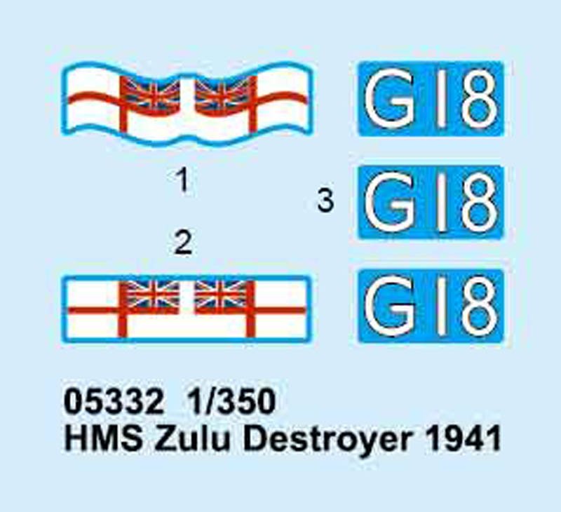Trumpeter 05332 HMS Zulu British Tribal Class Destroyer 1941 1/350 – imagen 4