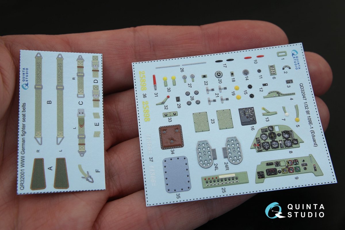 Intérieur imprimé en 3D et coloré sur papier décalcomanie Quinta Studio QD32047 Bf 109E-1 (pour maquette Eduard) 1/32 – image 2