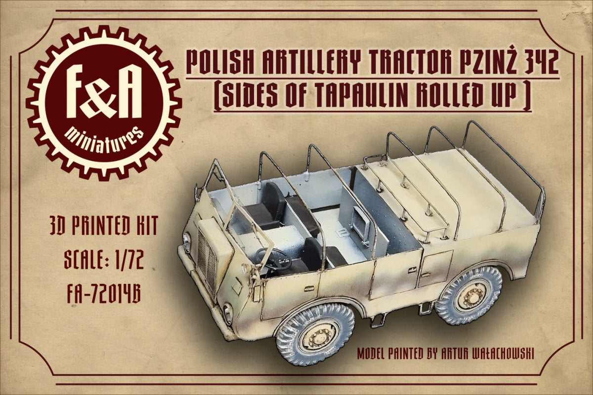 F&amp;amp;A Miniatures FA-72014B Pzinż 342 ciągnik plandeka podwinięte boczne klapy 1/72