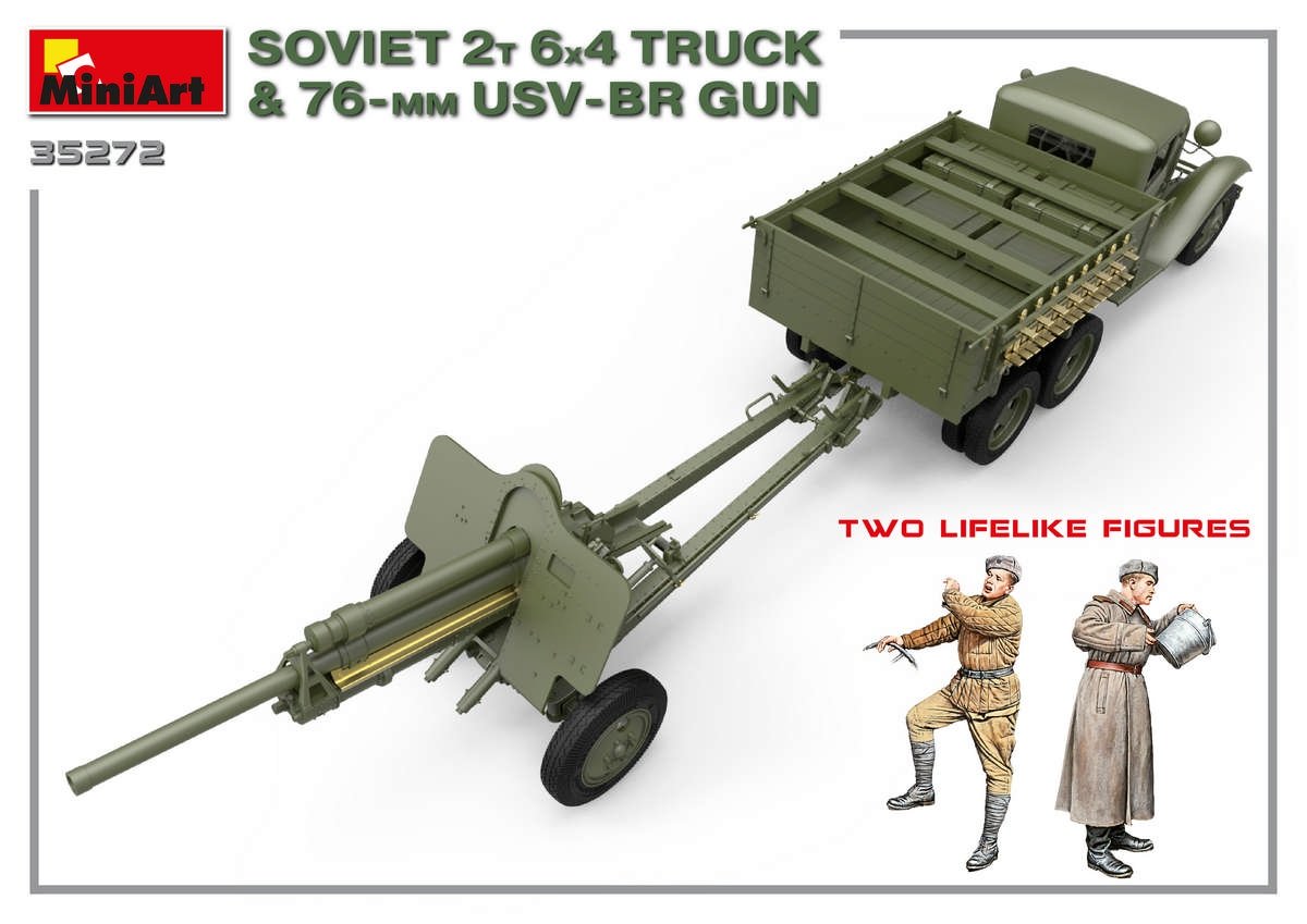 MiniArt 35272 SOVIET 2T 6X4 TRUCK &amp;amp; 76-mm USV-BR GUN 1/35 – imagen 6