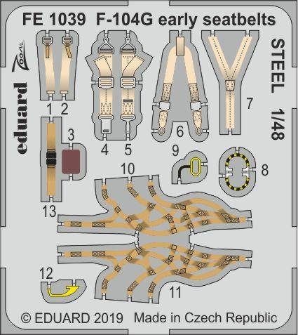 Eduard FE1039 F-104G early seatbelts STEEL 1/48 KINETIC MODEL