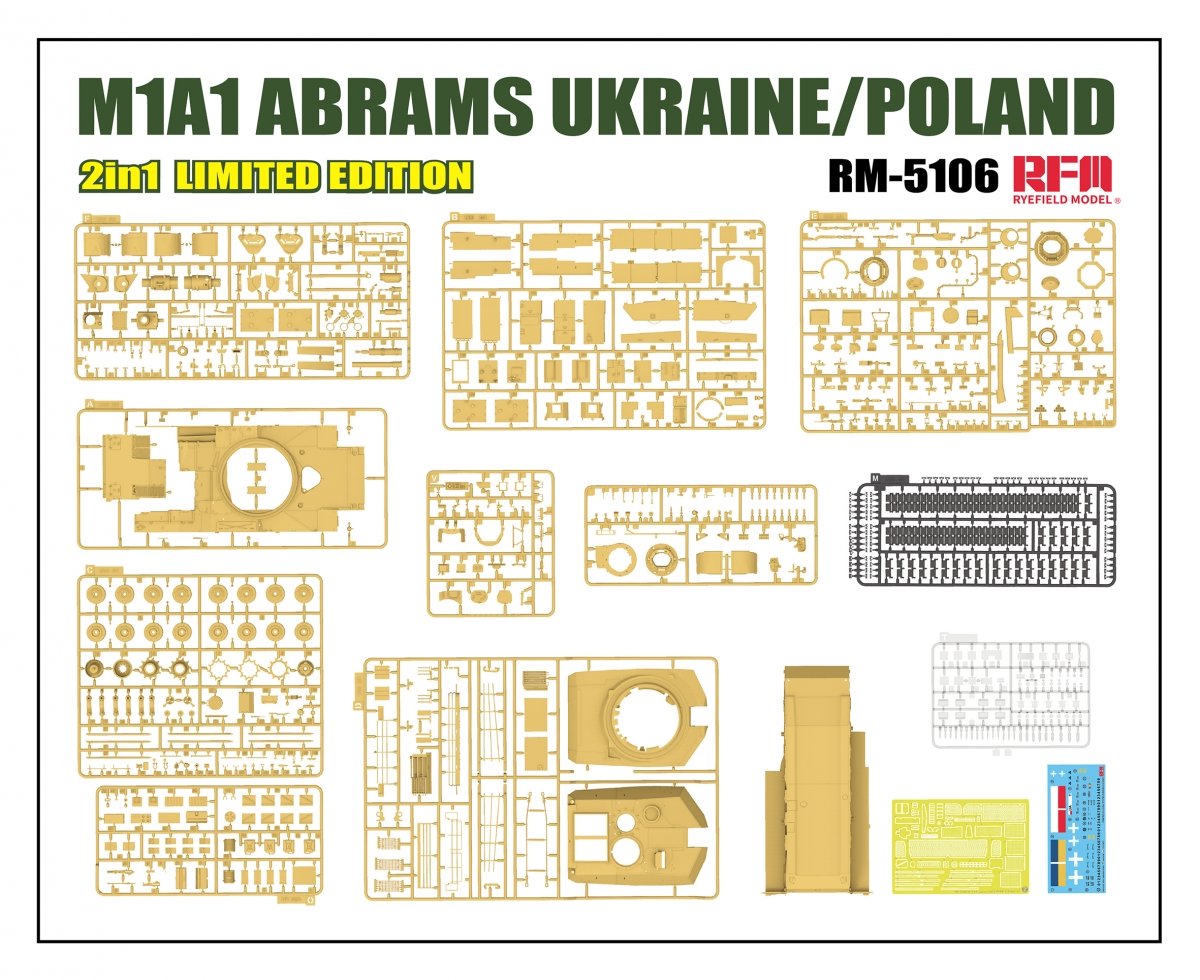Rye Field Model 5106 M1A1 Abrams Ukraine/Poland - 2in1 Limited Edition 1/35 – zdjęcie 4