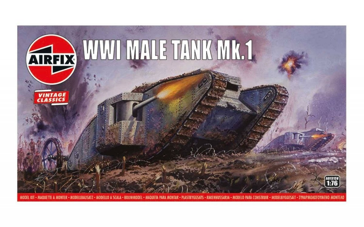 Airfix A01315V Vintage Classics - Maquette de char d'assaut Mk.I (Première Guerre mondiale) à l'échelle 1/76