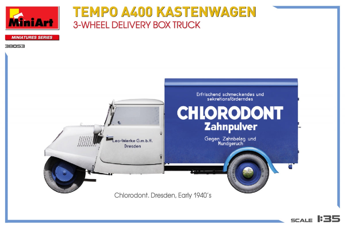 MiniArt 38053 TEMPO A400 KASTENWAGEN 3-WHEEL DELIVERY BOX TRUCK 1/35 – Bild 10