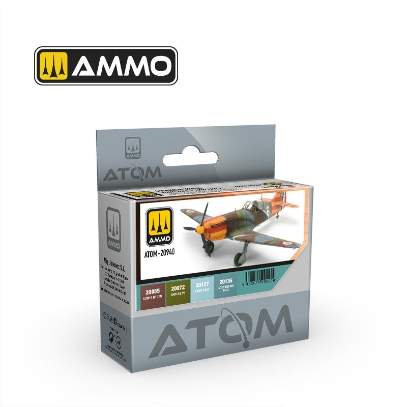 AMMO par Mig Jimenez 20940 ATOM Couleurs d'avions français de la Seconde Guerre mondiale, set de 4 x 20 ml