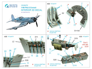 Intérieur coloré imprimé en 3D sur papier décalcomanie pour F4U-2 Corsair (Hobby Boss) Quinta Studio QD48476, échelle 1/48 – image 2