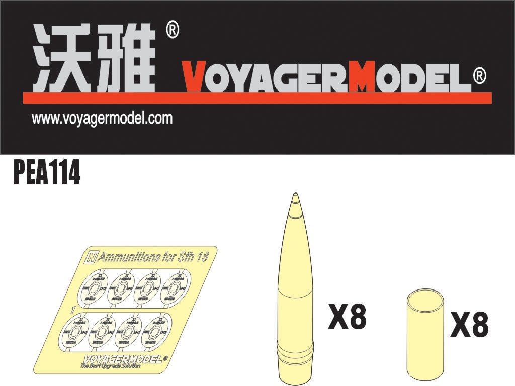 Munitions Voyager modèle PEA114 pour Hummel FH 18 HOWITZER Patten1 (pour tous) 1/35