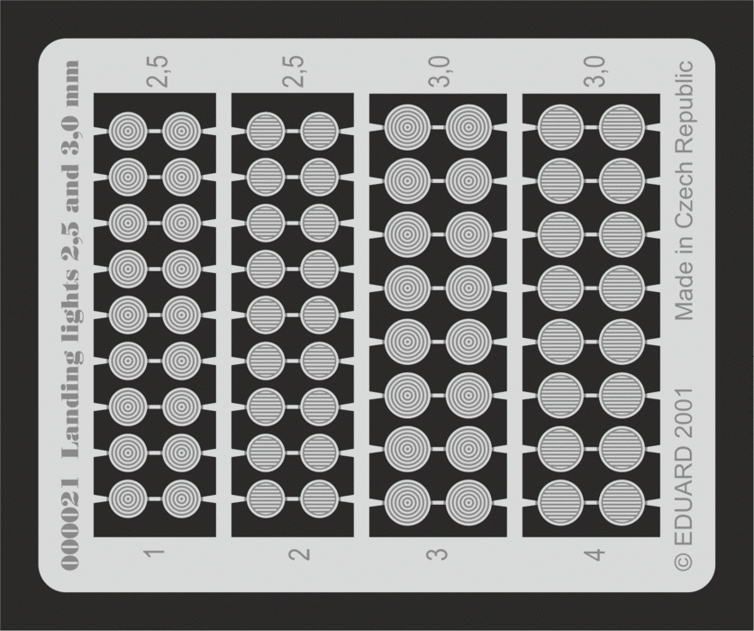 Feux d&amp;#39;atterrissage Eduard 00021, 2,5 et 3 mm