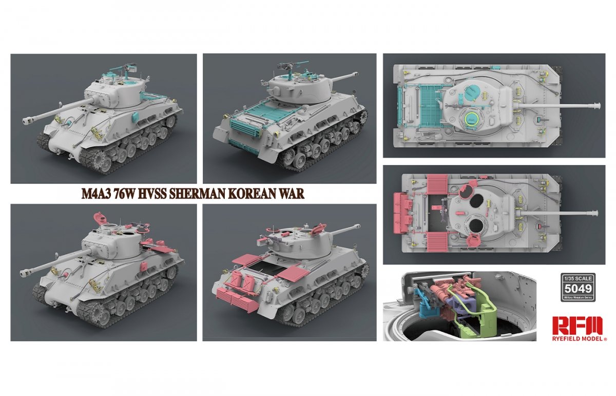 Rye Field Model 5049 M4A3 76W HVSS Sherman Korean War 1/35 – imagen 2