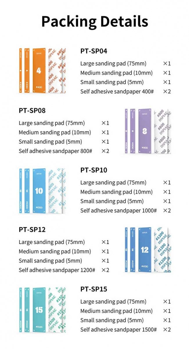 DSPIAE PT-SP10 Acrylic Sanding #1000 Pad Set 3 pcs / Zestaw akrylowych płytek szlifierskich #1000 3 szt – Bild 2