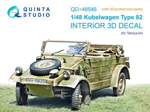 Quinta Studio QD+48546 Kubelwagen Type 82 3D-Printed &amp;amp; coloured Interior on decal paper (Tamiya) (with 3D-printed resin parts) 1/48