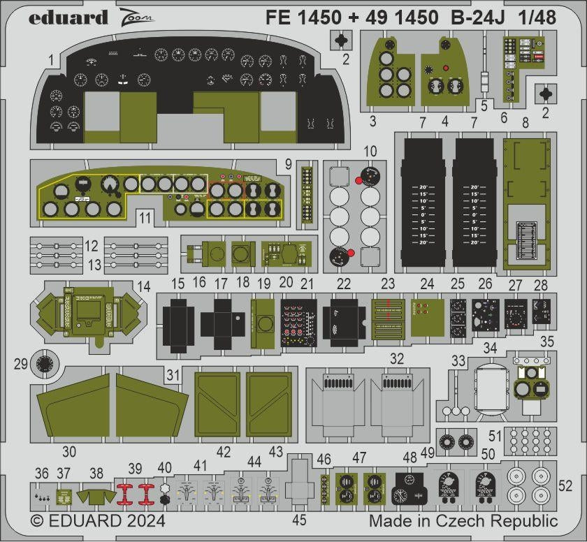 Eduard 491450 B-24J cockpit &amp; engines HOBBY BOSS 1/48
