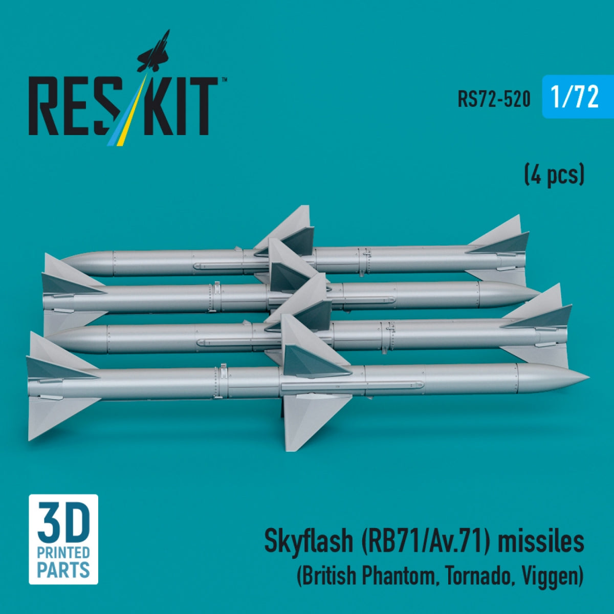 RESKIT RS72-0520 Skyflash (RB71/Av.71) missiles (4 pcs) (3D Printed) 1/72 – immagine 2
