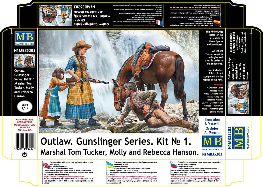Master Box 35203 Outlaw. Gunslinger n° 1 : Marshal Tom Tucker, Molly et Rebecca Hanson 1/35 – image 2