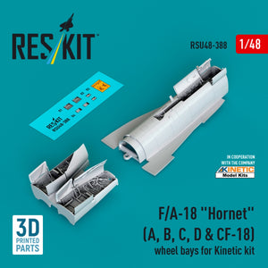 RESKIT RSU48-0388 F/A-18 &amp;quot;Hornet&amp;quot; (A, B, C, D &amp;amp; CF-18) wheel bays for Kinetic kit (3D printed) 1/48