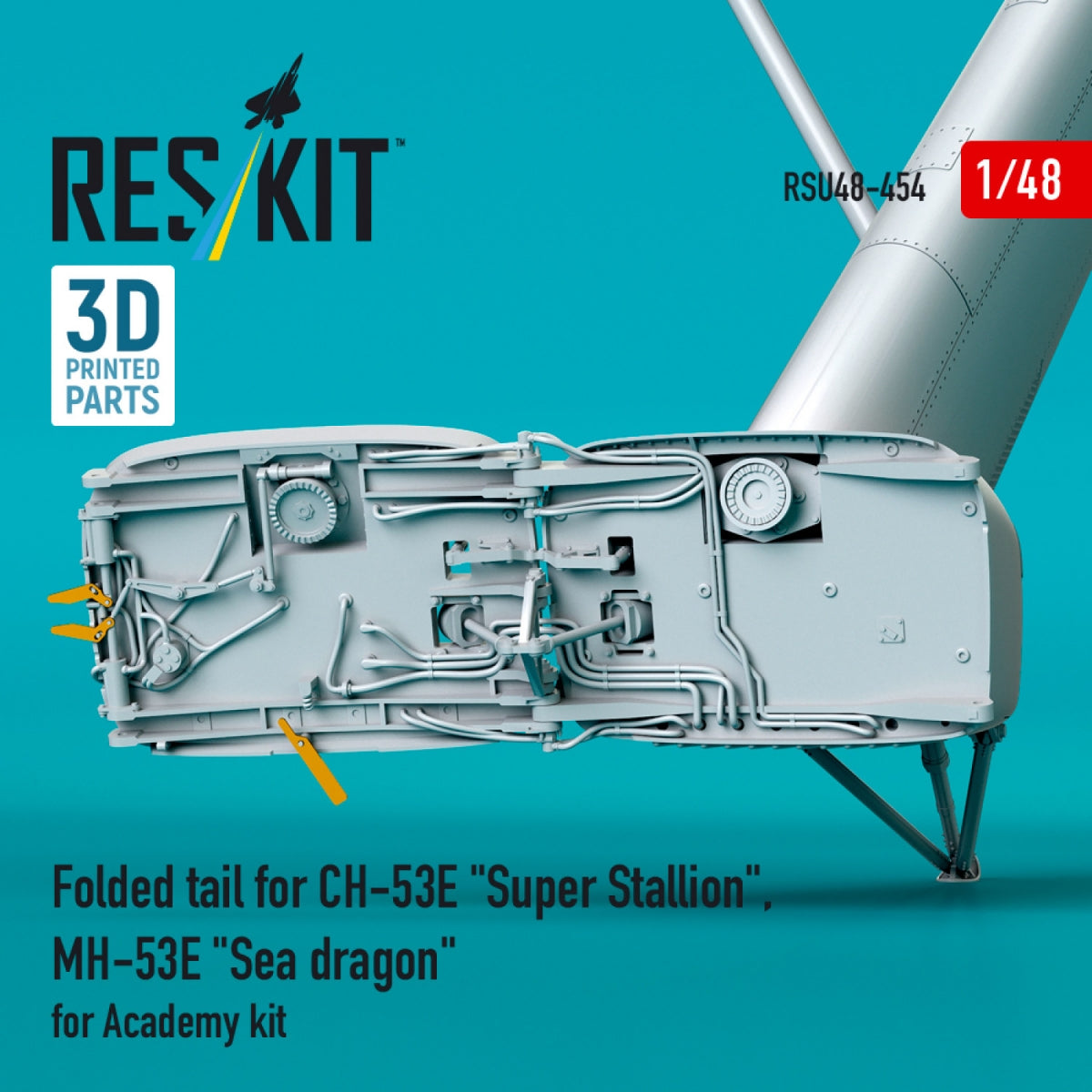 RESKIT RSU48-0454 Folded tail for CH-53E &amp;quot;Super Stallion&amp;quot;, MH-53E &amp;quot;Sea dragon&amp;quot; for Academy kit (3D printed) 1/48 – imagen 2