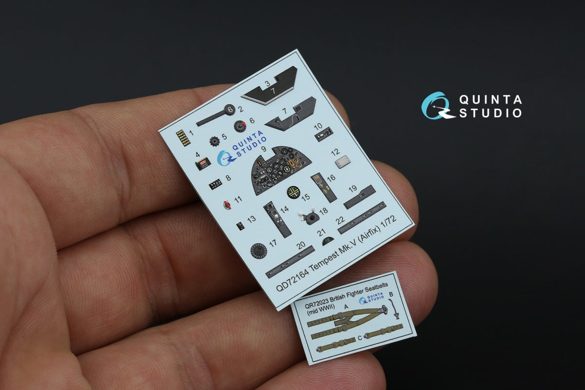 Quinta Studio QD72164 Tempest Mk.V 3D-Printed coloured Interior on decal paper (Airfix) 1/72 – immagine 3