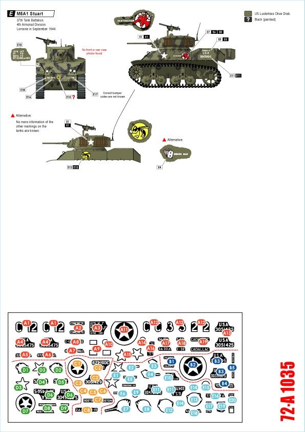 Star Decals 72-A1035 US M5A1 Stuart. 1/72 – imagen 2