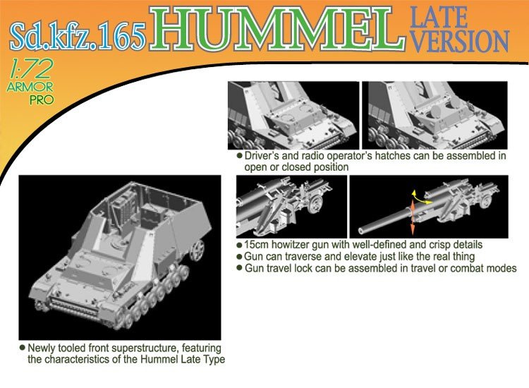 Dragon 7301 Sd.Kfz.165 HUMMEL Late Version 1/72 – imagen 4