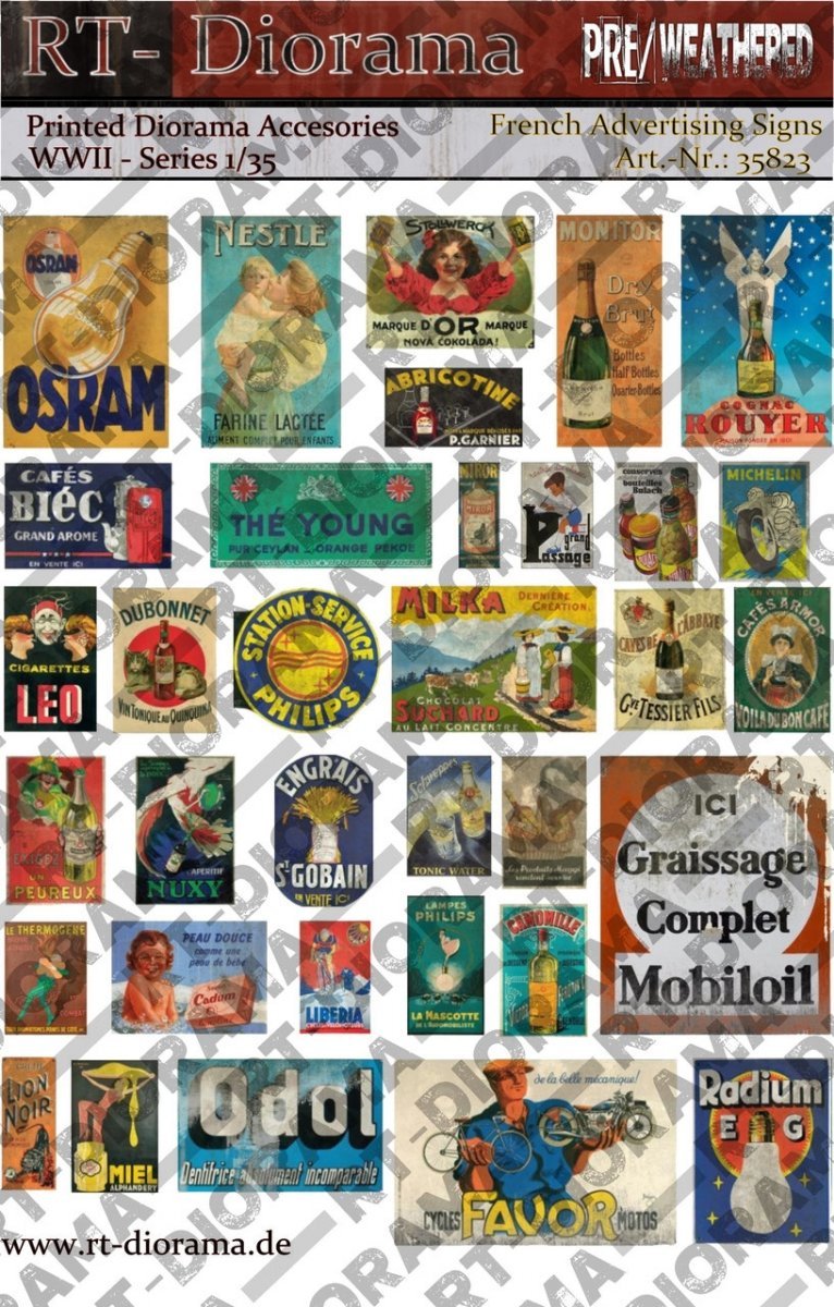 RT-Diorama 35823 Printed Accessories: French Advertising Signs 1/35