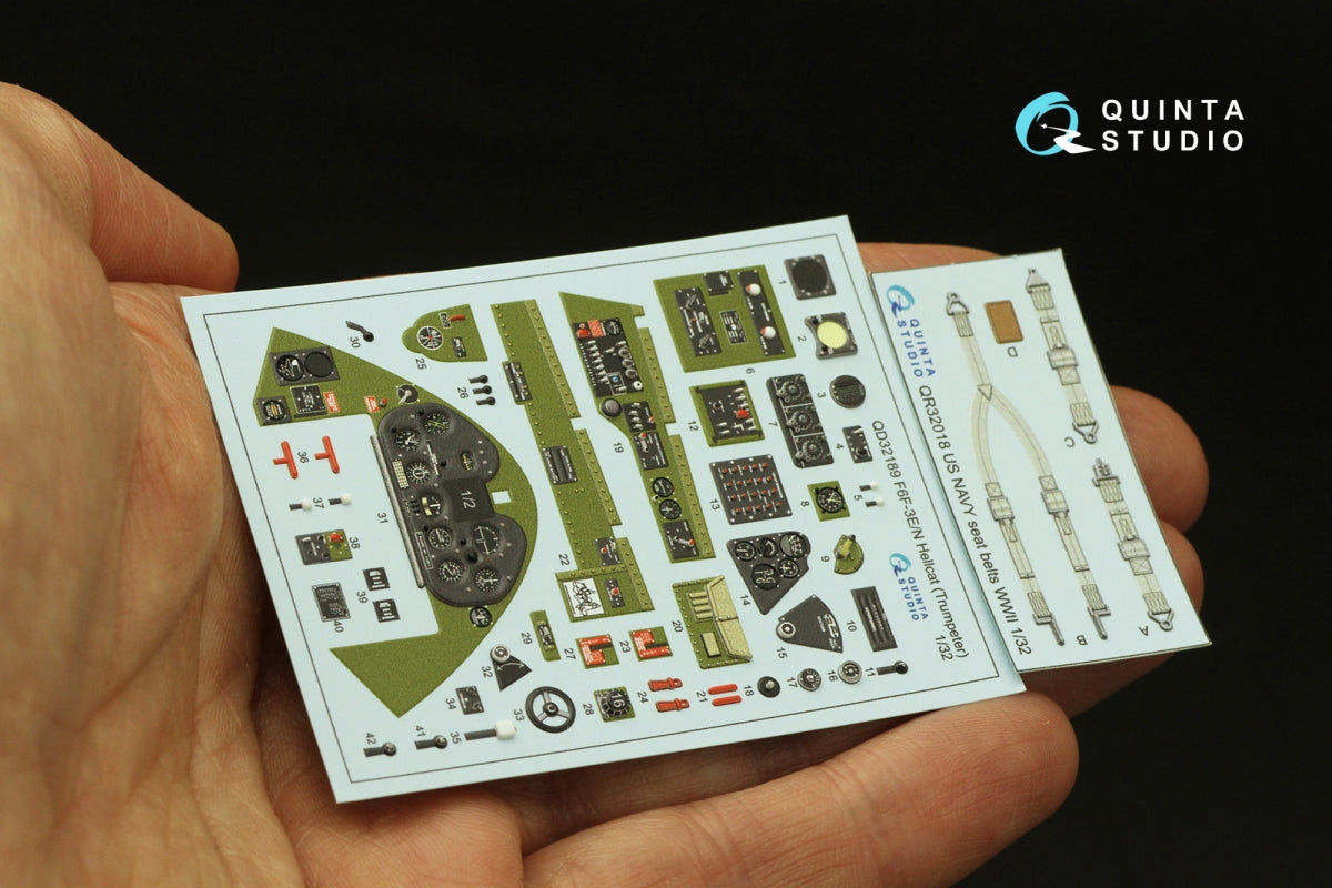Quinta Studio QD32189 F6F-3E/N Hellcat 3D-Printed coloured Interior on decal paper (Trumpeter) 1/32 – imagen 3