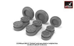 Armory Models AW32009 Mikoyan MiG-21 Fishbed wheels w/ weighted tires, early 1/32 – imagen 2