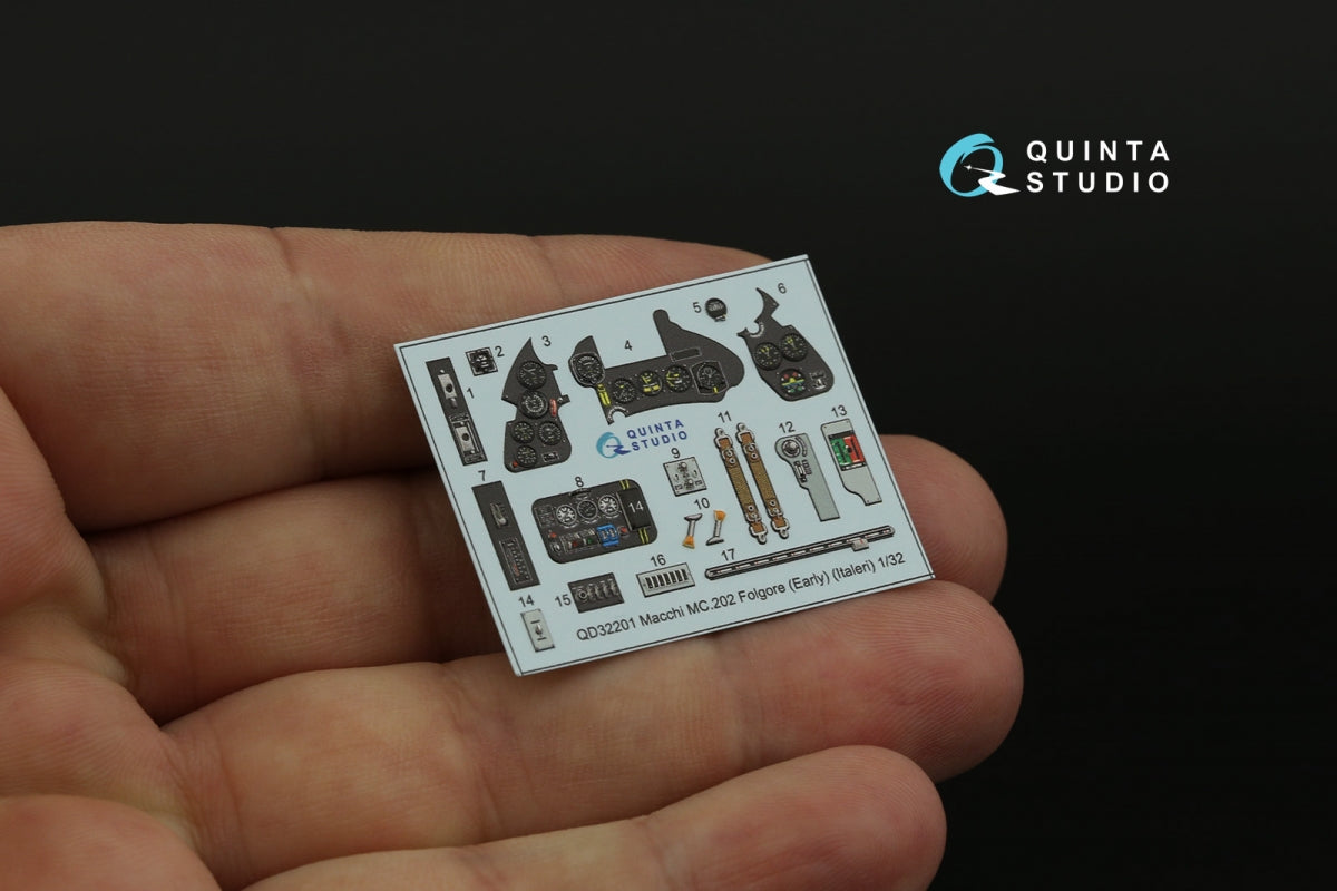 Quinta Studio QD32201 Macchi MC.202 Folgore Early 3D-Printed &amp;amp; coloured Interior on decal paper (Italeri) 1/32 – immagine 9
