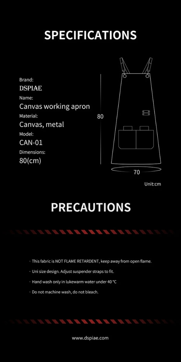 DSPIAE CAN-01 Canvas Working Apron / Płócienny fartuch roboczy – imagen 8