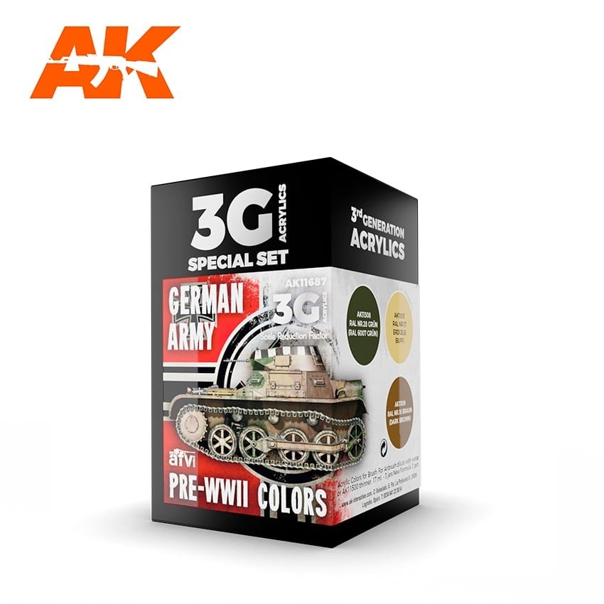 AK Interactive AK11687 3G COULEURS DE L'ARMÉE ALLEMANDE D'AVANT-GUERRE MONDIALE 3 x 17 ml