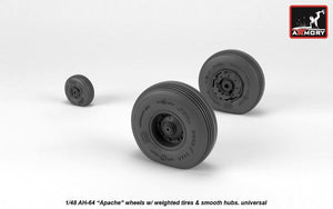 Armory Models AW48330 AH-64 Apache wheels w/ weighted tires, smooth hubs 1/48 – immagine 2