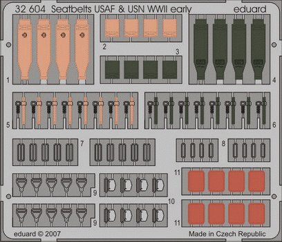 Eduard 32604 Seatbelts USAF & USN WWII early 1/32