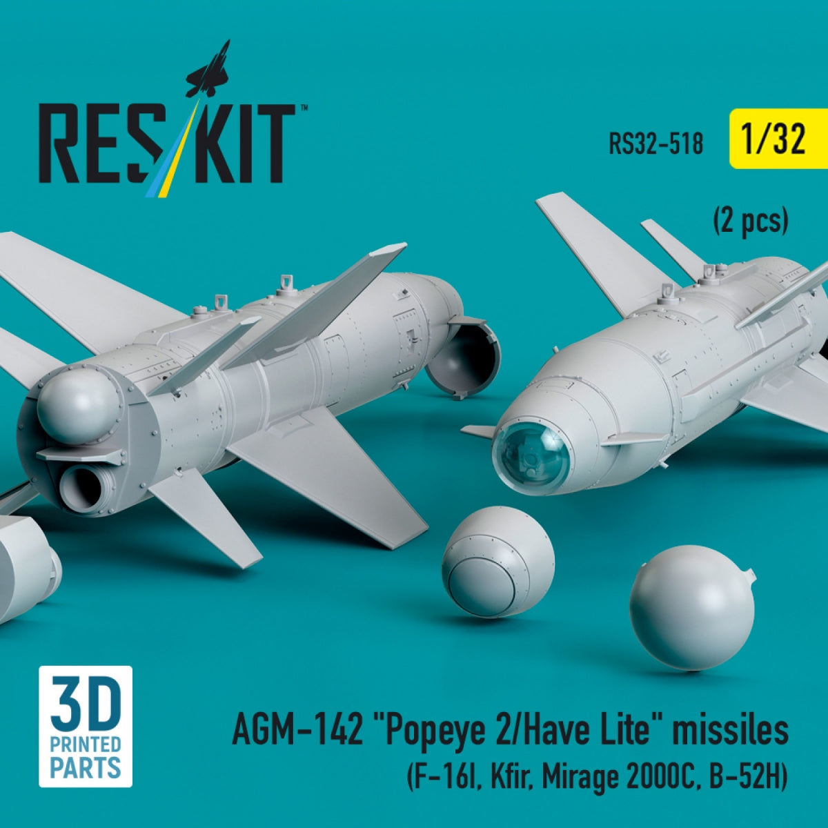 RESKIT RS32-0518 AGM-142 &amp;quot;Popeye 2/Have Lite&amp;quot; missiles (2 pcs) (3D Printed) 1/32 – image 2