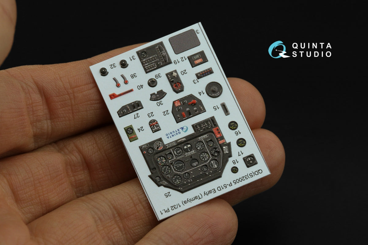 Quinta Studio QDS-32005 P-51D (Early) 3D-Printed coloured Interior on decal paper (Tamiya) (small version) 1/32 – imagen 5