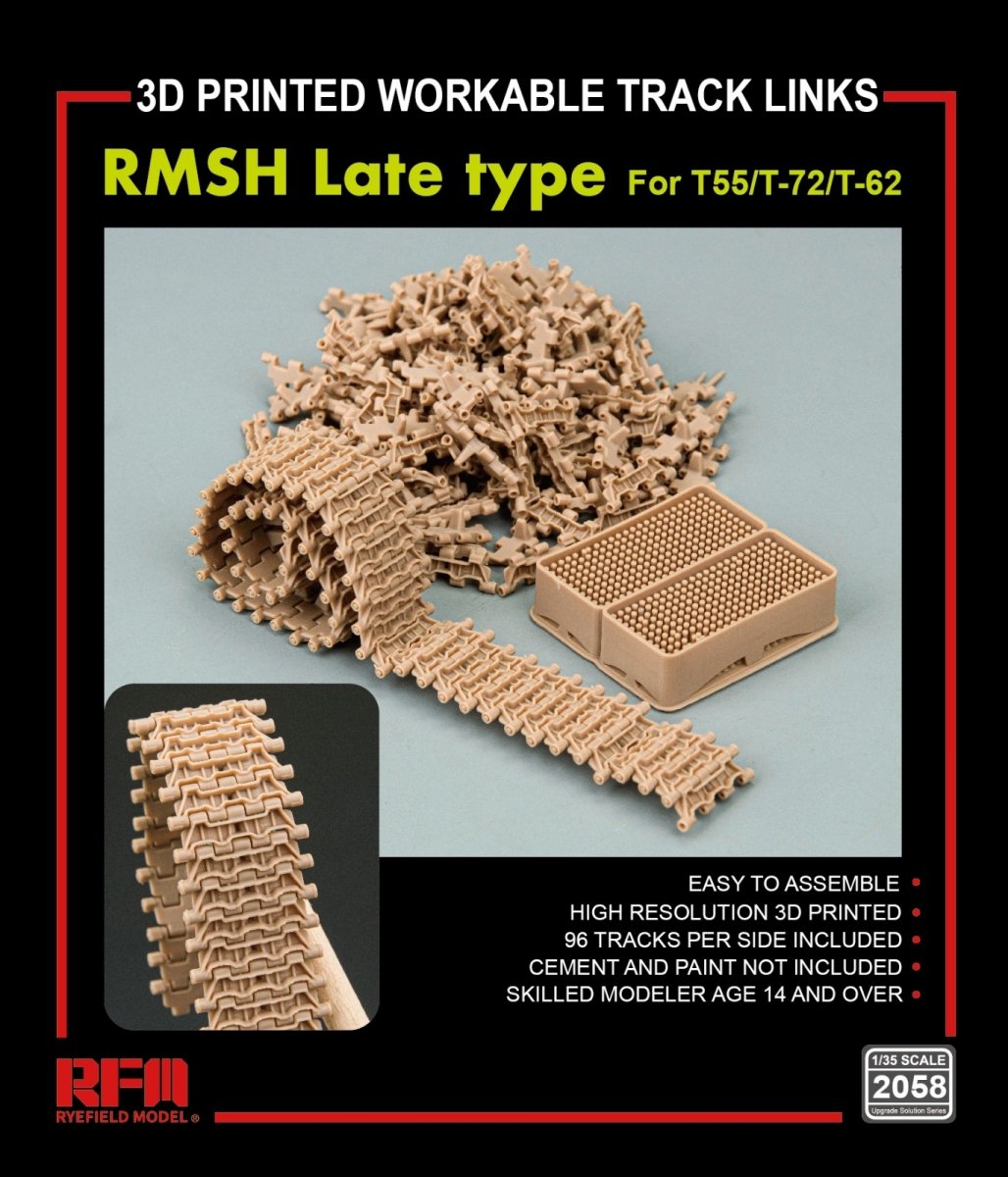 Rye Field Model 2058 RMSH Late Type For T55/-72/T-62 3D PRINTED WORKABLE TRACK LINKS 1/35 – imagen 2