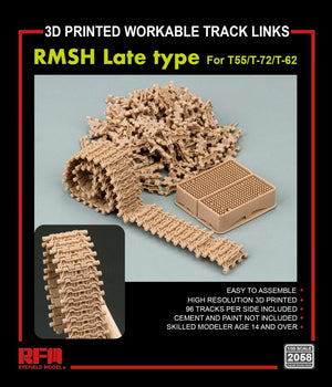 Rye Field Model 2058 RMSH Late Type For T55/-72/T-62 3D PRINTED WORKABLE TRACK LINKS 1/35 – imagen 2
